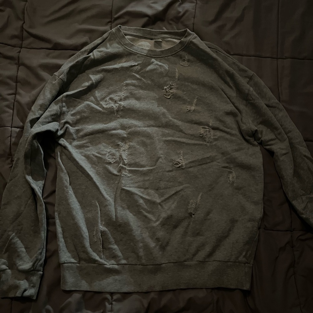 H&M Ripped Grey Sweatshirt